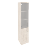 Шкаф высокий узкий левый (1 низкий фасад ЛДСП + 1 средний фасад стекло) Onix Wood/Оникс Вуд O.SU-1.2(L)