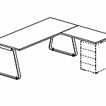 Письменный стол с прямоугольной правой/левой приставкой для опорной тумбочки