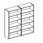 Двойной открытый шкаф: лакированный каркас, 4 полки, топ деревянный или стеклянный Omega A200GG / 180