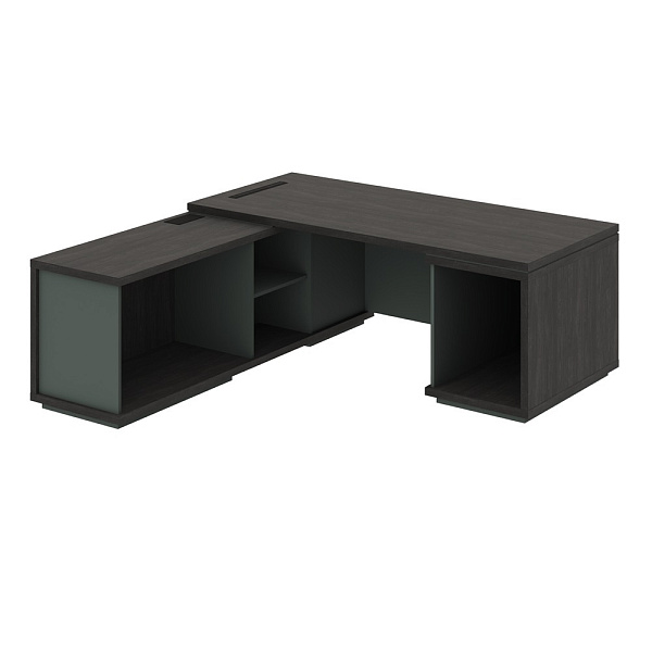 Стол руководителя с опорными тумбами левый.( нужно добавить наполнение тумб) GREENWOOD G-200L 