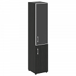 Шкаф высокий узкий для документов с черным стеклом в алюминиевой раме правый (нужен топ)  YALTA LT.SU-1.2 R (R) black