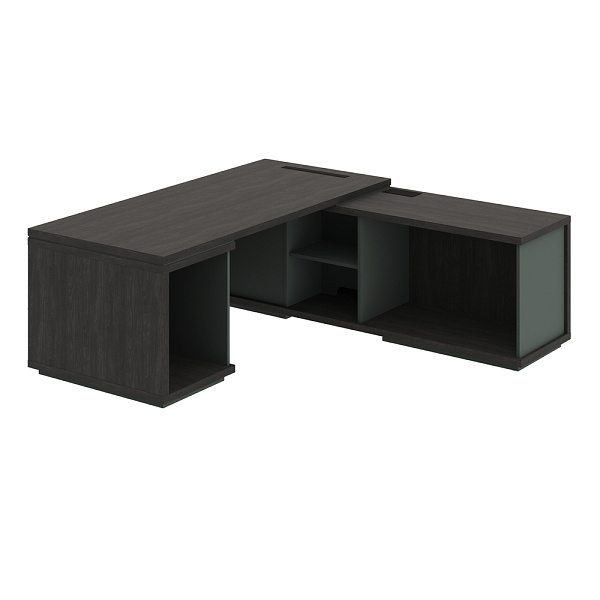 Стол руководителя с опорными тумбами правый.( нужно добавить наполнение тумб) GREENWOOD G-200R 