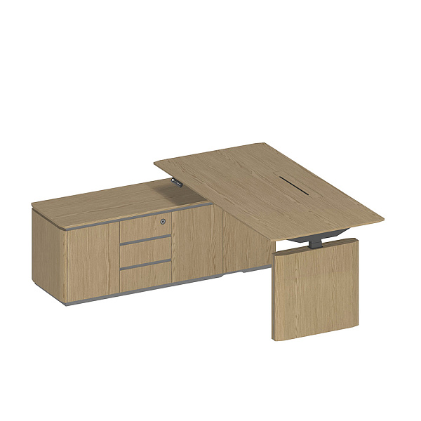 Стол руководителя на электроприводе на опорной тумбе левый, без экрана ION ИН 134 ГР 