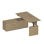 Стол руководителя на электроприводе на опорной тумбе левый ION ИН 136 ГР 