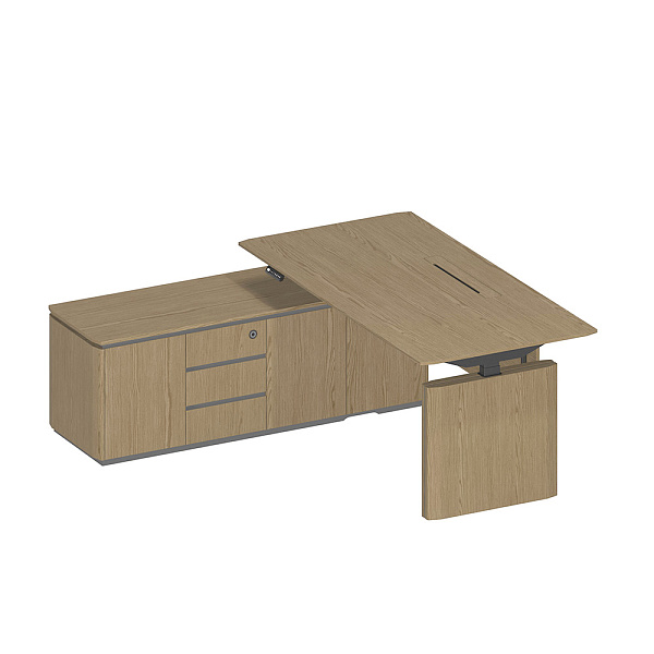 Стол руководителя на электроприводе на опорной тумбе левый ION ИН 136 ГР 