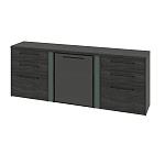 Греденция трехсекционная с правой стеклянной дверью в алюминиевом профиле и 2-мя наборами ящиков  GREENWOOD G-691.04R