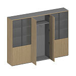 Шкаф для документов высокий 6-дверный (высокий комбинированный+для одежды+высокий комбинированный) ION ИН 374 ГР