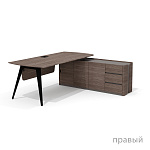 Стол руководителя с длинной тумбой универсальной Нуар / Nuar Nr-200.1+Nr-33 