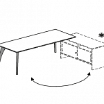 Письменный стол на металокаркасе в коже с возможностью установить тумбу