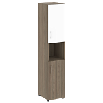 Шкаф высокий узкий для документов с белым стеклом в алюминиевой раме правый (нужен топ)  YALTA LT.SU-1.4 R (R) white