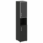 Шкаф высокий узкий для документов с черным стеклом в алюминиевой раме правый (нужен топ)  YALTA LT.SU-1.4 R (R) black