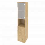 Шкаф высокий узкий правый (1 низкий фасад ЛДСП + 1 низкий фасад стекло) Onix Wood/Оникс Вуд O.SU-1.4(R)