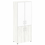 Шкаф для документов высокий с белым стеклом в алюминиевой раме (нужен топ)  YALTA LT.ST-1.2 R white