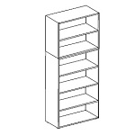 Открытый шкаф: 5 полок, дерев. боковины iSixty A240GG / 90