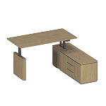 Стол руководителя на электроприводе на опорной тумбе правый, без экрана ION ИН 133 ГР 