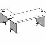 Письменный стол с боковым приставным столиком + 3 боковины для вертикальной проводки кабеля (картер) Essence AES 77406 