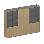 Шкаф для документов высокий 6-дверный (высокий комбинированный+для одежды+высокий комбинированный) ION ИН 374 ГР