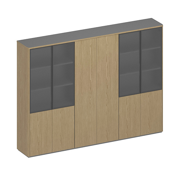 Шкаф для документов высокий 6-дверный (высокий комбинированный+для одежды+высокий комбинированный) ION ИН 374 ГР