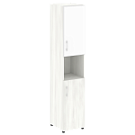 Шкаф высокий узкий для документов с белым стеклом в алюминиевой раме правый (нужен топ)  YALTA LT.SU-1.4 R (R) white