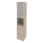 Шкаф высокий узкий правый (1 низкий фасад ЛДСП + 1 низкий фасад стекло) Onix Wood/Оникс Вуд O.SU-1.4(R)