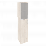 Шкаф высокий узкий левый (1 средний фасад ЛДСП + 1 низкий фасад стекло в раме) Onix Wood/Оникс Вуд O.SU-1.7R(L)