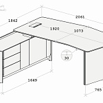 Стол руководителя с тумбой левый Апекс 152S011L_OM101B 