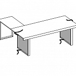 Письменный стол с боковым приставным столиком + 2 боковины для вертикальной проводки кабеля (картер) Essence AES 30407 