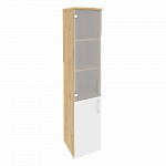 Шкаф высокий узкий левый (1 низкий фасад ЛДСП + 1 средний фасад стекло) Onix Wood/Оникс Вуд O.SU-1.2(L)