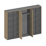 Шкаф для документов высокий 6-дверный (высокий со стеклом+для одежды+высокий со стеклом) ION ИН 361 ГР