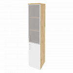 Шкаф высокий узкий правый (1 низкий фасад ЛДСП + 1 средний фасад стекло в раме) Onix Wood/Оникс Вуд O.SU-1.2R(R)