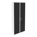 Шкаф высокий широкий (2 высоких фасада стекло лакобель в раме) Onix Wood/Оникс Вуд O.ST-1.10R white/black/mate
