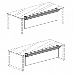 Фронтальная Меломиновая панель с кожаной вставкой для столов со стеклянной столещницой с о-образными опорами или П-образными опорам