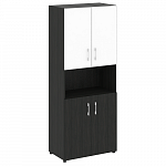 Шкаф для документов высокий с белым стеклом в алюминиевой раме (нужен топ)  YALTA LT.ST-1.4 R white
