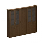 Шкаф комбинированный (2 для документов со стеклом+узкий для одежды) Perseo ПС 346 ДМ