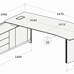 Стол руководителя с тумбой левый Апекс 152S016L_OM101B 