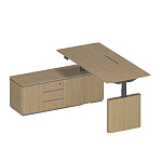 Стол руководителя на электроприводе на опорной тумбе левый, без экрана ION ИН 132 ГР 