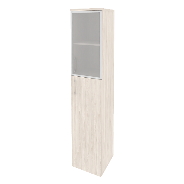 Шкаф высокий узкий правый (1 средний фасад ЛДСП + 1 низкий фасад стекло в раме) Onix Wood/Оникс Вуд O.SU-1.7R(R)