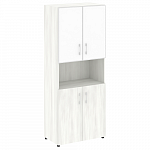 Шкаф для документов высокий с белым стеклом в алюминиевой раме (нужен топ)  YALTA LT.ST-1.4 R white