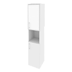Шкаф высокий узкий правый (1 низкий фасад ЛДСП + 1 низкий фасад стекло лакобель в раме) Onix Wood/Оникс Вуд O.SU-1.4R(R) white/black/mate