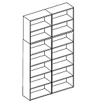 Двойной открытый шкаф: 6 полок, дерев. боковины iSixty A280GG / 270