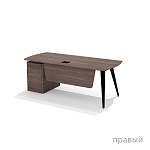 Стол руководителя с тумбой универсальный Нуар / Nuar NR-200.1+NR-32 