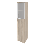 Шкаф высокий узкий правый (1 средний фасад ЛДСП + 1 низкий фасад стекло в раме) Onix Wood/Оникс Вуд O.SU-1.7R(R)