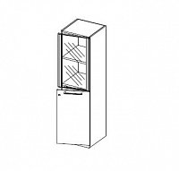 Шкаф средний с деревянной и стеклянной  дверцами-открытие вправо