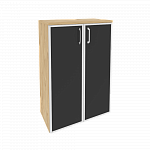 Шкаф средний широкий (2 средних фасада стекло лакобель в раме) Onix Wood/Оникс Вуд O.ST-2.4R white/black/mate