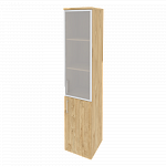 Шкаф высокий узкий правый (1 низкий фасад ЛДСП + 1 средний фасад стекло в раме) Onix Wood/Оникс Вуд O.SU-1.2R(R)