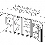 Комод с надстойкой с 2 стеклянными дверьми,с 2 деревянными дверьми,сейфом и холодильником