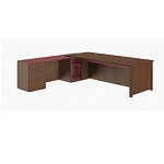 Стол для руководителя с передней панелью и приставным левым столом в коже с 4-мя ящиками ART DECO/ Арт Дэко D023 