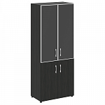 Шкаф для документов высокий с черным стеклом в алюминиевой раме (нужен топ)  YALTA LT.ST-1.2 R black